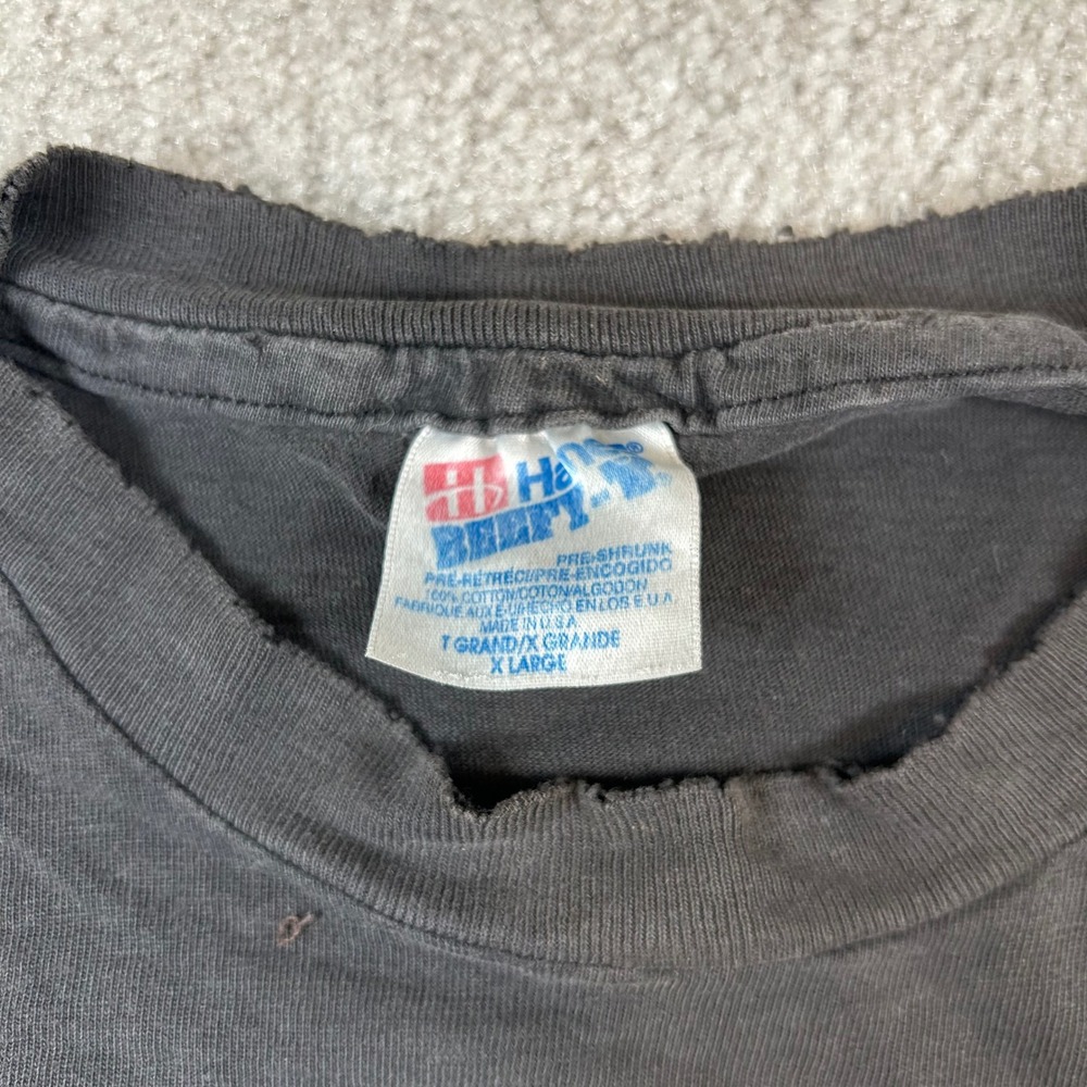 Vintage 90s Hanes Heavy Metal T-Shirt Mens XL Black Nature Company Distressed - Picture 4 of 15